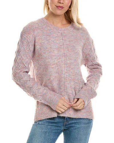 Joseph A Diamond Stitched Sleeve Sweater In Pink
