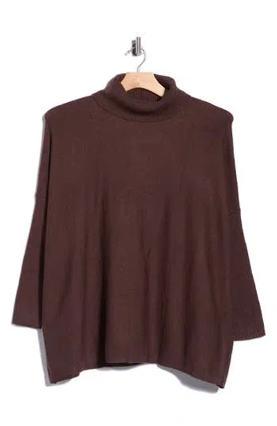 Joseph A Easy Solid Turtleneck Poncho Sweater In Brown