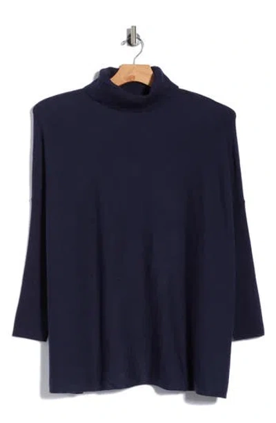 Joseph A Easy Solid Turtleneck Poncho Sweater In Blue