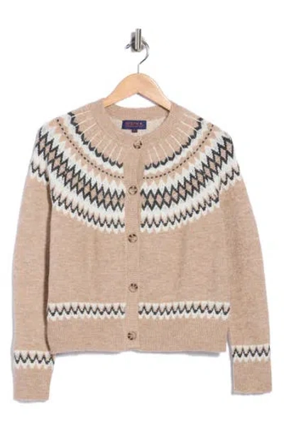 Joseph A Fair Isle Button Front Cardigan In Neutral