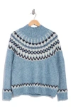 Joseph A Fair Isle Mock Neck Sweater In Blue