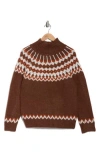 Joseph A Fair Isle Mock Neck Sweater In Brown