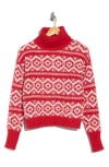 Joseph A Fair Isle Turtleneck Sweater In Red