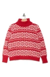 Joseph A Fair Isle Turtleneck Sweater In Red
