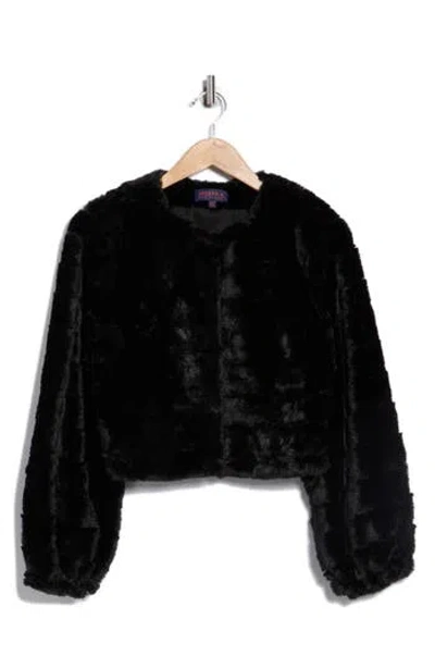 Joseph A Faux Fur Crop Cardigan In Black