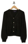 Joseph A Faux Pearl Button Cardigan In Black