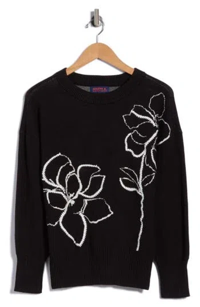 Joseph A Floral Crewneck Sweater In Black