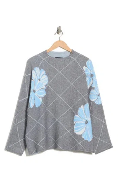JOSEPH A JOSEPH A FLORAL DIAMOND JACQUARD SWEATER