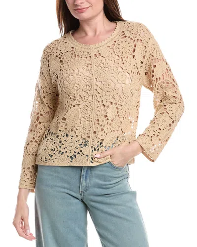 Joseph A . Floral Medallion Crochet Pullover In Brown