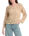 Joseph A . Floral Medallion Crochet Pullover In Gold