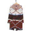 Joseph A Geometric Open Front Sweater Coat In Multi