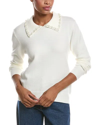 Joseph A . Johnny Collar Sweater In Neutral