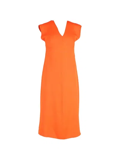 Pre-owned Joseph A-line V-neck Dress In Orange