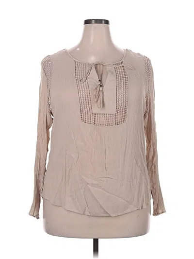Pre-owned Joseph A Long Sleeve Blouse In Tan
