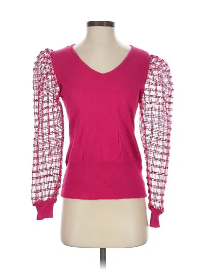 Pre-owned Joseph A Long Sleeve Top Pink Sweetheart Neckline Tops