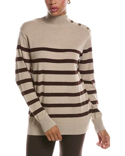 Joseph A . Mock Neck Sweater In Brown