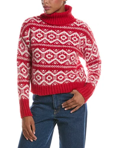 Joseph A . Mockneck Fair Isle Pullover In Red