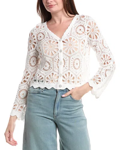Joseph A . Novelty Crochet Cardigan In White