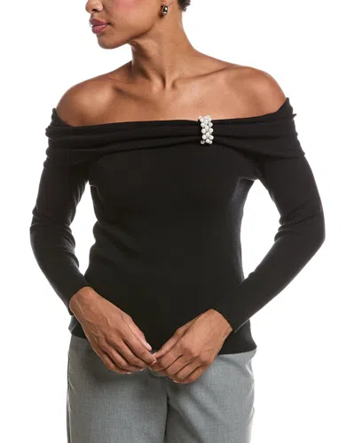 Joseph A . Off The Shoulder Embellished Pullover In Black