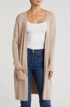 Joseph A Open Front Longline Cardigan In Mocha Heather