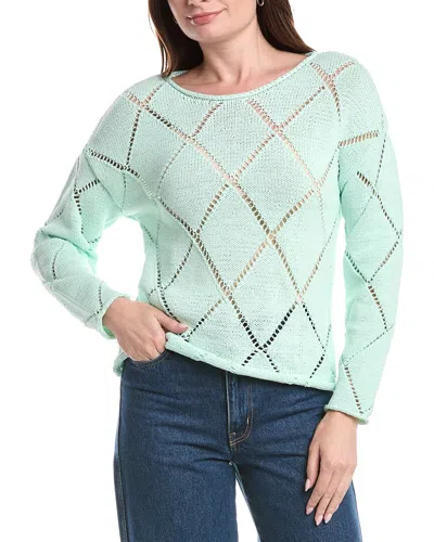Joseph A . Open Pattern Sweater In Green