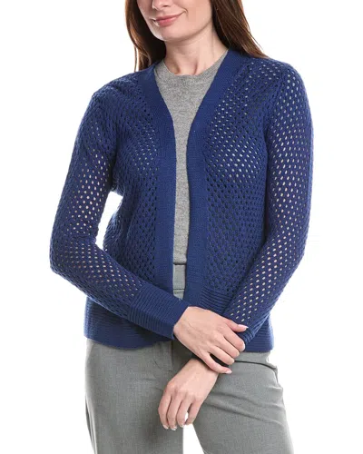 Joseph A . Open Pointelle Cardigan In Blue