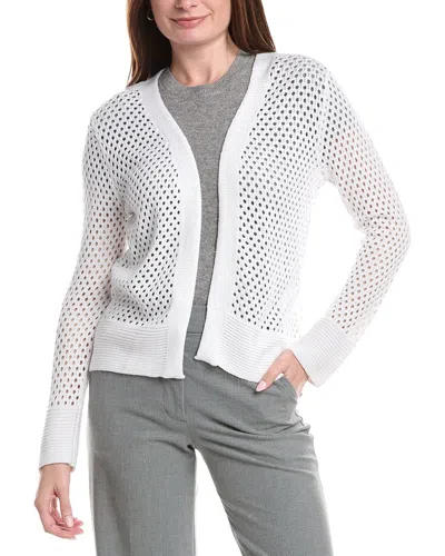 Joseph A . Open Pointelle Cardigan In White
