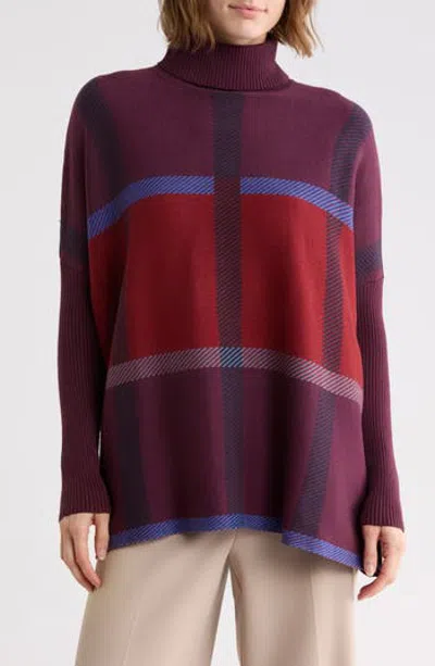 Joseph A Oversize Plaid Turtleneck Sweater In Ny Plaid Fig