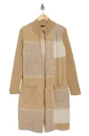 Joseph A Patchwork Open Front Cardigan In Brown