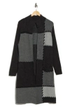 Joseph A Patchwork Open Front Cardigan In Stitched Colorblock Black Grey