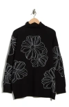 Joseph A Placed Floral Oversize Turtleneck Sweater In Multi