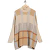 Joseph A Plaid Turtleneck Poncho In Multi