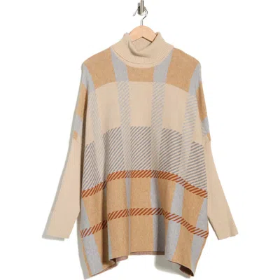 Joseph A Plaid Turtleneck Poncho In Multi