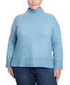 Joseph A Plus Size Plush Tunic Mock Neck Sweater In Denim Heather