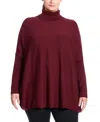 Joseph A Plus Womens Ribbed Trim Turtleneck Pullover Sweater In Cabernet