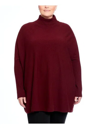 Joseph A Plus Womens Ribbed Trim Turtleneck Pullover Sweater In Cabernet