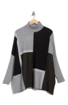 Joseph A Colorblock Turtleneck Poncho Sweater In Gray