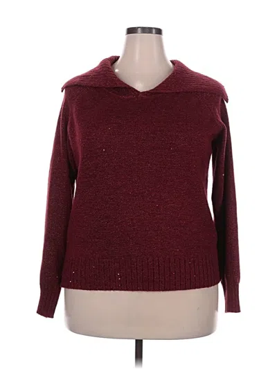 Pre-owned Joseph A Pullover Sweater In Burgundy
