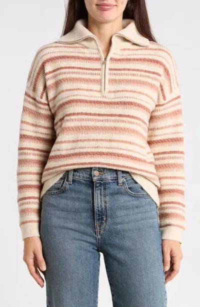 Joseph A Quarter-zip Striped Sweater In Multi