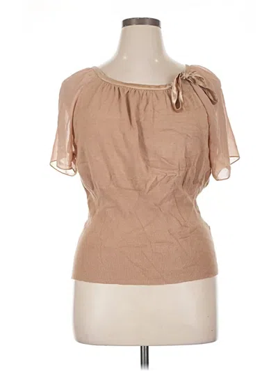 Pre-owned Joseph A Short Sleeve Blouse In Tan
