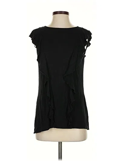 Pre-owned Joseph A Short Sleeve Top Black Ruffles Neckline Tops