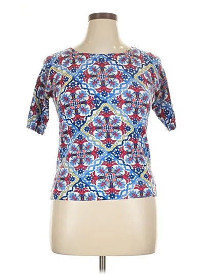Pre-owned Joseph A Short Sleeve Top Blue Keyhole Neckline Tops