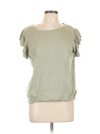 Pre-owned Joseph A Short Sleeve Top Green Cold Shoulder Neckline Tops