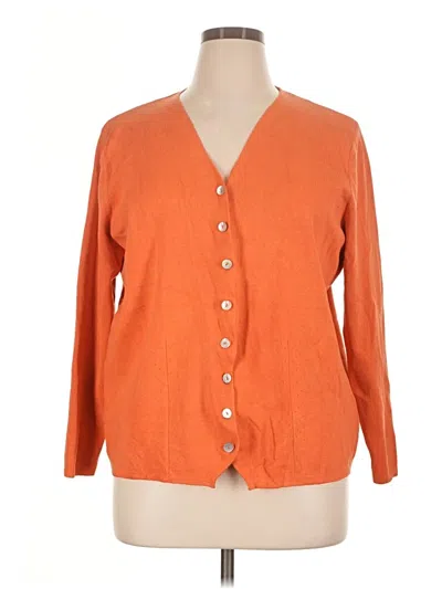 Pre-owned Joseph A Silk Cardigan Sweater In Orange