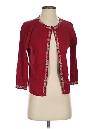 Pre-owned Joseph A Silk Cardigan Sweater In Red
