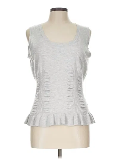 Pre-owned Joseph A Sleeveless Top Silver Ruffles Neckline Tops