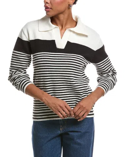 Joseph A . Stripe Johnny Collar Sweater In Multi