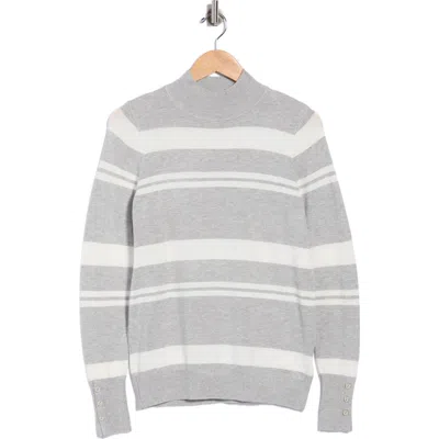 Joseph A Stripe Mock Neck Sweater In Gray