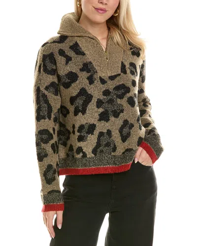 Joseph A . Turtleneck 1/2-zip Sweater In Brown