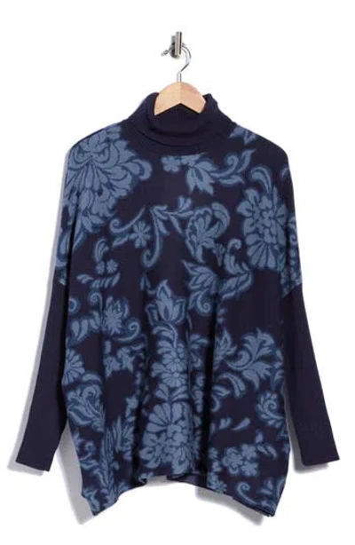 Joseph A Turtleneck Poncho Sweater In Blue